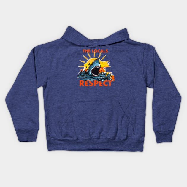 SHARK RESPECT THE LOCALS Kids Hoodie by IMZAD